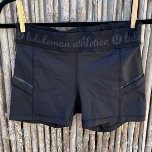 lululemon logo/name bike shorts size 6